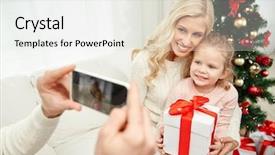  Presentation with christmas holidays - Beautiful PPT theme featuring christmas holidays technology and people backdrop and a  colored foreground