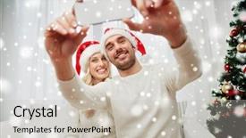  Presentation with christmas holidays - Theme having christmas holidays technology and people background and a soft green colored foreground