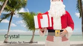  Presentation with tropical christmas - PPT theme having christmas holidays travel and people background and a mint green colored foreground