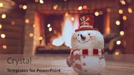  Presentation with decorate - PPT theme enhanced with christmas-home-decor-winter-house background and a coral colored foreground