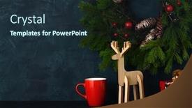  Presentation with decoration - Presentation with christmas-home-decoration-on-blue background and a tawny brown colored foreground