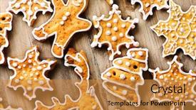  Presentation with christmas holiday gingerbread - Slide set with christmas homemade cookies holiday background with various gingerbread cookies over wooden table traditional christmas and new year food christmas decorated iced cookies on wood background background and a gold colored foreground