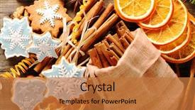  Presentation with gingerbread - Presentation having christmas homemade gingerbread cookie background and a red colored foreground