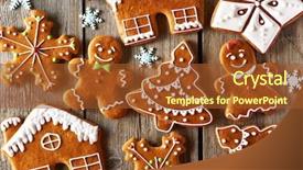  Presentation with cookies christmas - Theme enhanced with christmas homemade gingerbread cookies on wooden table background and a tawny brown colored foreground