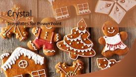  Presentation with cookies christmas - Beautiful PPT layouts featuring christmas homemade gingerbread cookies backdrop and a coral colored foreground
