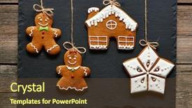  Presentation with gingerbread house - Slide deck enhanced with christmas homemade gingerbread cookies background and a tawny brown colored foreground