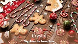  Presentation with gingerbread - PPT theme enhanced with christmas-homemade-gingerbread-cookies background and a red colored foreground