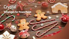  Presentation with cookies christmas - Beautiful slide deck featuring christmas homemade gingerbread cookies backdrop and a  colored foreground