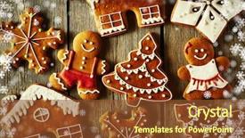  Presentation with cookies christmas - PPT theme enhanced with christmas homemade gingerbread cookies background and a tawny brown colored foreground