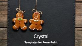  Presentation with christmas holiday gingerbread - Amazing PPT theme having christmas homemade gingerbread couple cookies backdrop and a dark gray colored foreground