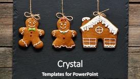  Presentation with gingerbread house - Cool new PPT layouts with christmas homemade gingerbread couple cookies backdrop and a dark gray colored foreground