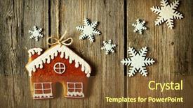 Presentation with gingerbread house - Audience pleasing PPT layouts consisting of christmas homemade gingerbread house cookie backdrop and a tawny brown colored foreground