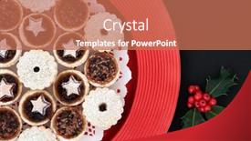  Presentation with festive season - Cool new slide deck with christmas-homemade-mince-pie-treats backdrop and a coral colored foreground