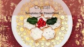  Presentation with design christmas holiday - Slide set having christmas-homemade-mince-pies background and a coral colored foreground