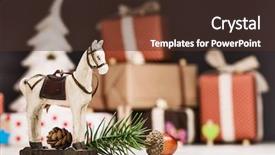  Presentation with spruce - Colorful PPT theme enhanced with christmas horse with spruce branches backdrop and a tawny brown colored foreground