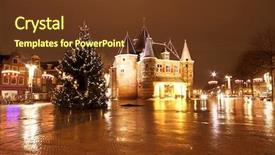  Presentation with amsterdam - Colorful theme enhanced with christmas in amsterdam at the nieuwmarkt in the netherlands by night backdrop and a tawny brown colored foreground