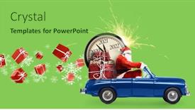  Presentation with clock countdown - Slides enhanced with christmas-is-coming-santa-claus background and a seafoam green colored foreground