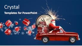  Presentation with clock countdown - Slide deck featuring christmas-is-coming-santa-claus background and a ocean colored foreground