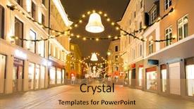  Presentation with day night - Presentation featuring christmas journey - oslo downtown walking street background and a yellow colored foreground