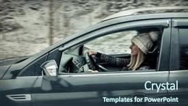  Presentation with winter driving - Audience pleasing PPT layouts consisting of christmas journey - woman at winter time yoyng backdrop and a ocean colored foreground