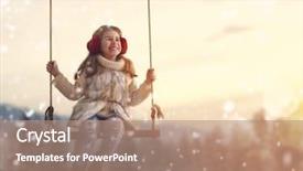  Presentation with swing - PPT theme having sunset winter little kid background and a coral colored foreground