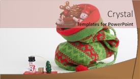  Presentation with knitting - PPT theme consisting of christmas-knitting-bag background and a coral colored foreground