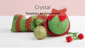  Presentation with knitting - PPT theme having christmas-knitting-bag background and a coral colored foreground
