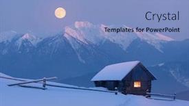 Presentation with fairy night - Slide deck having christmas landscape with a snowy house in the mountains fairy night view with full moon winter wonderland with footsteps in snow background and a light blue colored foreground