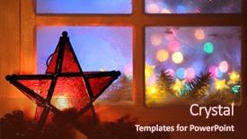  Presentation with lantern - Amazing theme having christmas lantern and window closeup backdrop and a tawny brown colored foreground