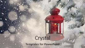  Presentation with christmas scene lantern - Slides having christmas lantern hanging on pine background and a soft green colored foreground