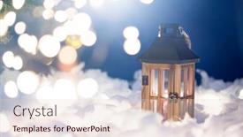  Presentation with christmas scene lantern - Cool new theme with christmas-lantern-on-snow backdrop and a lemonade colored foreground