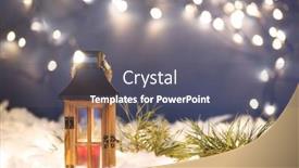  Presentation with christmas scene lantern - PPT theme consisting of christmas-lantern-on-snow background and a dark gray colored foreground