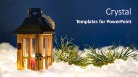  Presentation with christmas scene lantern - Presentation theme consisting of christmas-lantern-on-snow background and a ocean colored foreground