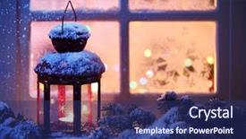  Presentation with lantern - Presentation theme enhanced with christmas lantern with snowfall closeup background and a navy blue colored foreground