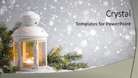  Presentation with lantern - Presentation consisting of christmas lantern with snowfall closeup background and a light gray colored foreground