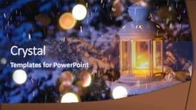  Presentation with lantern - Presentation featuring christmas lantern with snowfall background and a ocean colored foreground
