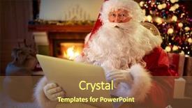  Presentation with santa claus holding scroll paper - Slide deck featuring christmas letter or wish list background and a  colored foreground