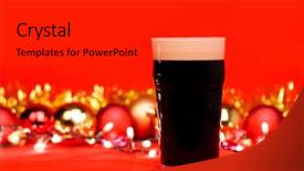  Presentation with ale - PPT theme with christmas lights baubles and tinsel background and a  colored foreground