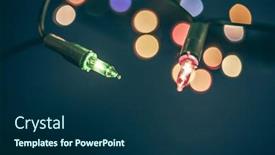  Presentation with blue lights - PPT theme featuring christmas-lights-on-blue-holiday background and a ocean colored foreground