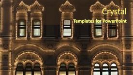  Presentation with christmas lights bulb decoration - Presentation theme having christmas-lights-on-building background and a tawny brown colored foreground