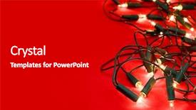  Presentation with golden christmas trumpet and red - Beautiful PPT layouts featuring christmas lights on red background backdrop and a  colored foreground