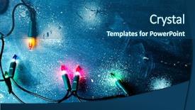  Presentation with blue lights - PPT layouts consisting of christmas lights over dark blue background with copy space background and a ocean colored foreground