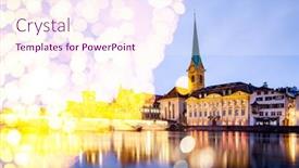  Presentation with christmas lights - PPT theme having christmas-lights-over-scenic-view background and a pink colored foreground