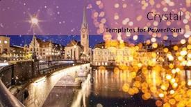  Presentation with christmas lights - Presentation design featuring christmas-lights-over-scenic-view background and a coral colored foreground