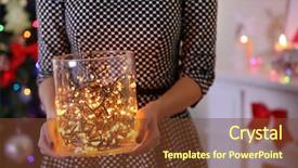  Presentation with christmas red - PPT theme having christmas lights red - jar with garland in woman background and a tawny brown colored foreground