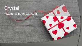  Presentation with an open gift box - PPT layouts having christmas love - gift boxes wrapped in heart background and a  colored foreground