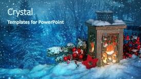  Presentation with lantern - Amazing theme having magical christmas - burning lantern in the snow backdrop and a ocean colored foreground
