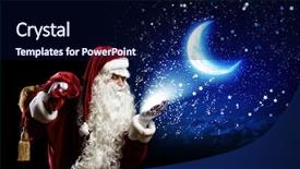  Presentation with night sky - Slide deck with magical christmas - image of santa claus background and a navy blue colored foreground