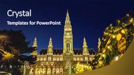  Presentation with vienna - PPT theme consisting of christmas market in vienna background and a navy blue colored foreground