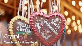  Presentation with christmas holiday gingerbread - Colorful PPT theme enhanced with christmas market with the word backdrop and a tawny brown colored foreground